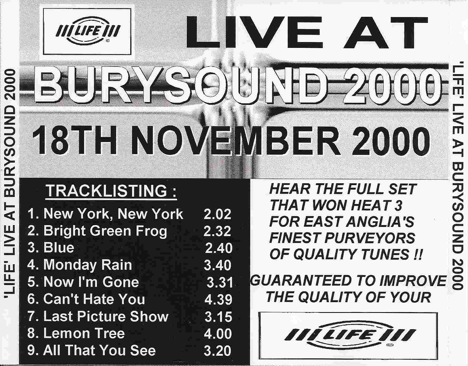 Picture of LIFE_LIVE Live at Bury Sound 2000 by artist Life 